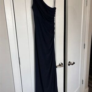 Betsy & Adam Midnight Blue One-Shoulder Dress